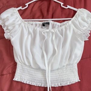 Flouse Sleeve With Ruffle Trim | xs in Women’s | White Color Blouse